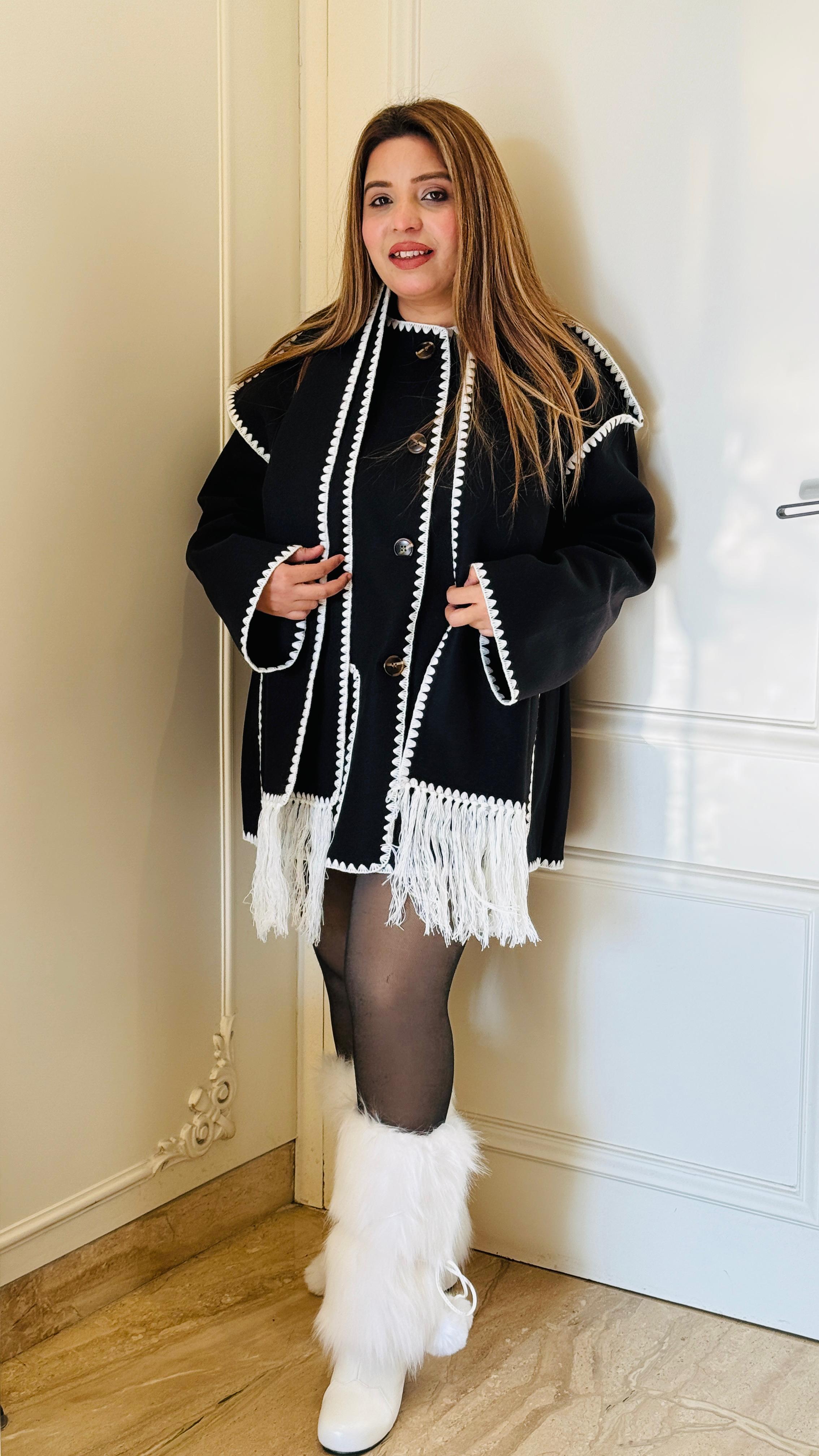 Elegant Woolen Jacket with Matching Stole – Selfie Kurtiz Winter Collection